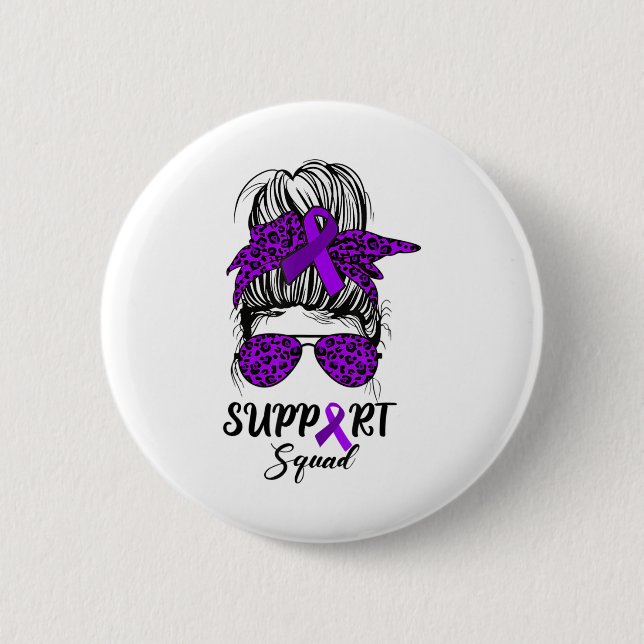 Unterstützung von Squad Messy Bun Lila Warrior Hei Button (Vorderseite)