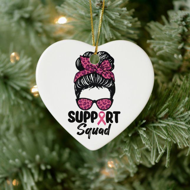 Unterstützung von Squad Messy Bun Pink Krieger Bru Keramik Ornament (Baum)