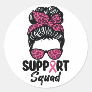 Unterstützung von Squad Messy Bun Pink Krieger Bru Runder Aufkleber