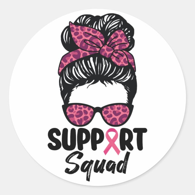 Unterstützung von Squad Messy Bun Pink Krieger Bru Runder Aufkleber (Vorderseite)