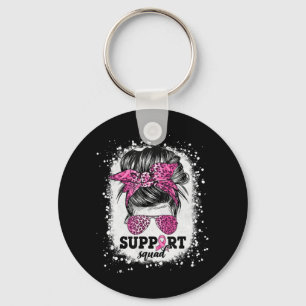 Unterstützung von Squad Messy Bun Pink Ribbon Brus Schlüsselanhänger