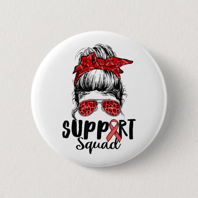 Unterstützung von Squad Messy Bun Warrior Herzerkr Button (Vorderseite)