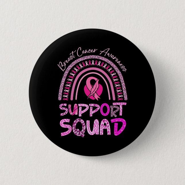 Unterstützung von Squad Pink Rainbow Leopard Brust Button (Vorderseite)