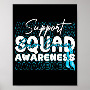 Unterstützungsteam Darmkrebsbewusstsein Teal Ribbo Poster