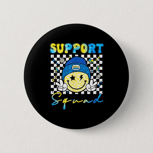 Unterstützungsteam Groovy Down-Syndrom-Bewusstsein Button (Vorderseite)