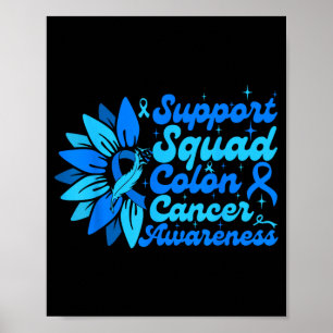 Unterstützungsteam Sonnenblume Darm Blau Krebs Poster