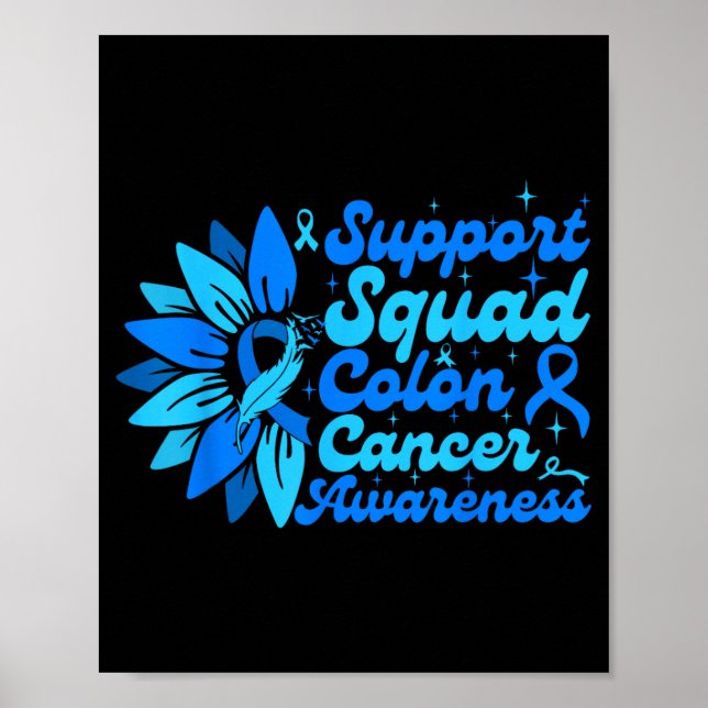 Unterstützungsteam Sonnenblume Darm Blau Krebs Poster (Vorne)