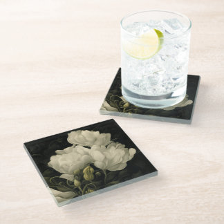 Untersuchung einer Peony-Blume Glasuntersetzer