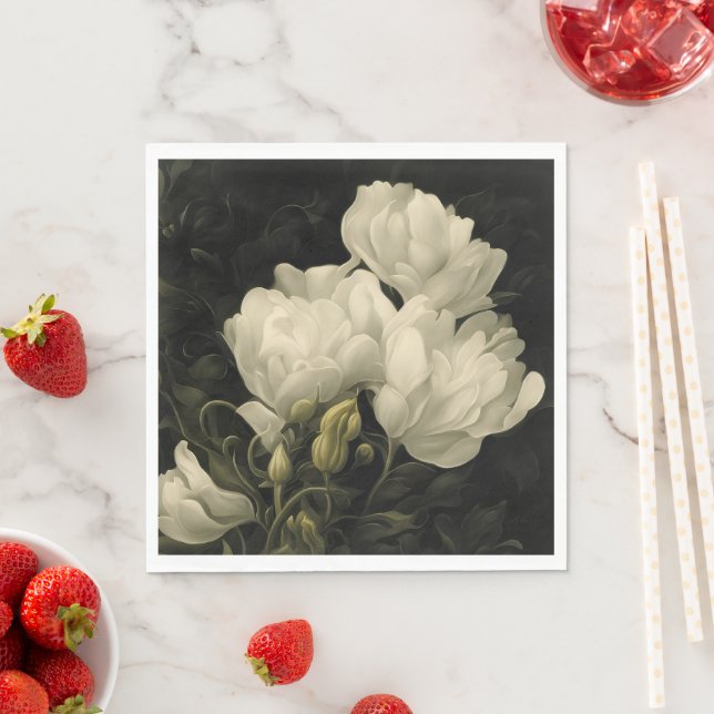 Untersuchung einer Peony-Blume Serviette (Beispiel)