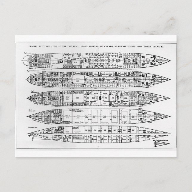 Untersuchung zum Verlust der Titanic: Querschnitte Postkarte (Vorderseite)