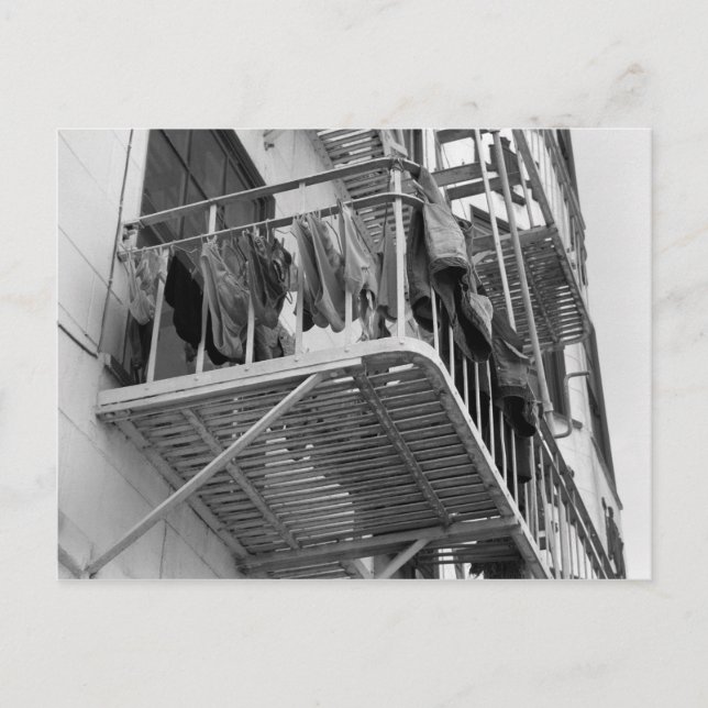 Unterwäsche zum Trocknen von Spaß Schwarzweiß-Foto Postkarte (Vorderseite)