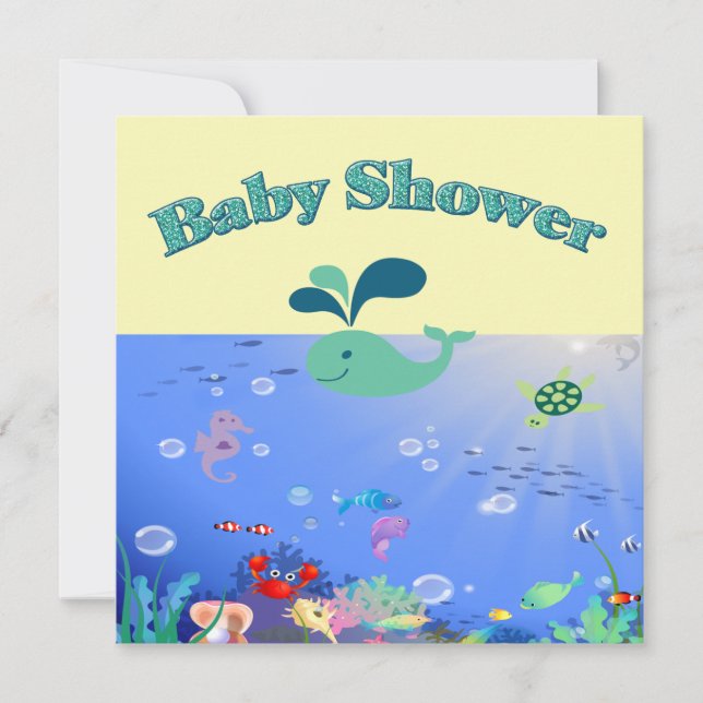 Unterwasser-Adventure Baby-Dusche Boy oder Mädchen Einladung (Vorderseite)