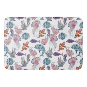 Unterwasser-Aquarell-Komposition Serie Design 2  Badematte