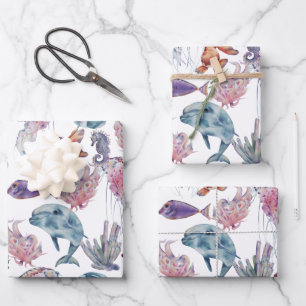Unterwasser-Aquarell-Komposition Serie Design 2  Geschenkpapier Set