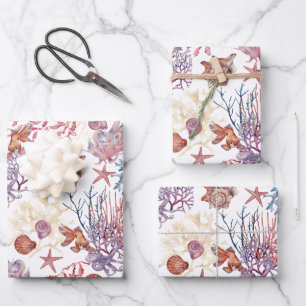 Unterwasser-Aquarell-Komposition Serie Design 3 Geschenkpapier Set