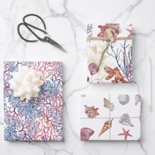 Unterwasser-Aquarell-Komposition Serie Design 5 Geschenkpapier Set