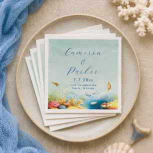 Unterwasser-Aquarium-Hochzeit-Korallenriff Serviette