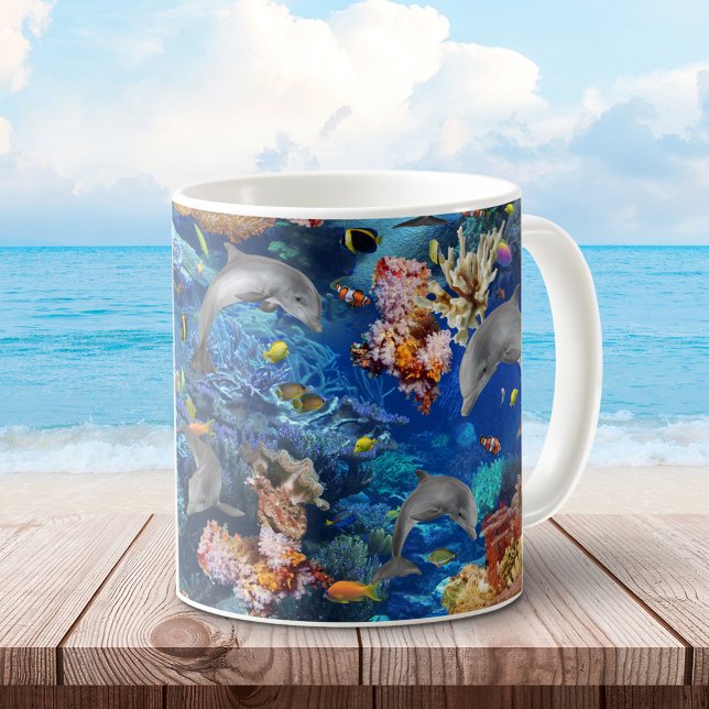 Unterwasser-Delphinen-Korallenriff Kaffeetasse (Von Creator hochgeladen)