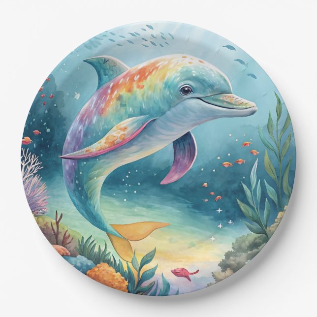 Unterwasser-Dolphin Pappteller (Vorderseite)