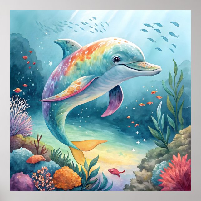 Unterwasser-Dolphin Poster (Vorne)