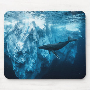 Unterwasser-Eisberg und ein Buckelwal Mousepad