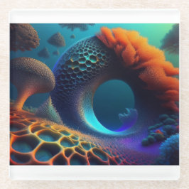 Unterwasser-Fraktal-Landschaft Glasuntersetzer