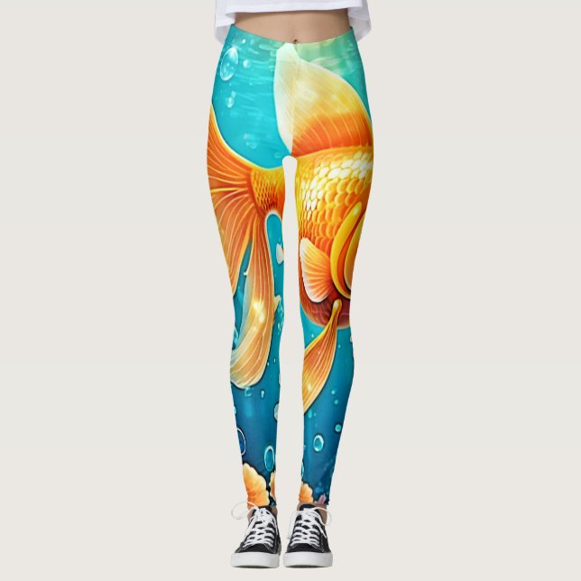 Unterwasser-Goldfish-Kunst Leggings (Vorderseite)