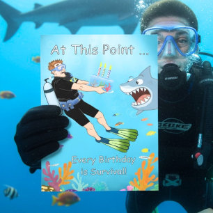 Unterwasser-Hai-Geburtstag-Humor-Tauchfahrer Karte