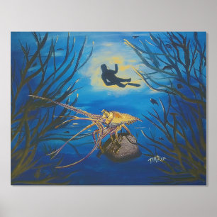 Unterwasser-Hummer-Scuba Foliendrucke