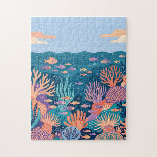 Unterwasser-Korallenriff-Puzzle – Boho-Kunst Puzzle
