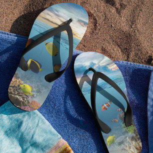 Unterwasser-Korallenriff tropische Fische Flip Flops
