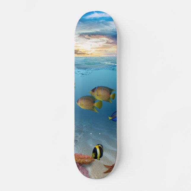 Unterwasser-Korallenriff tropische Fische Skateboard (Vorderseite)