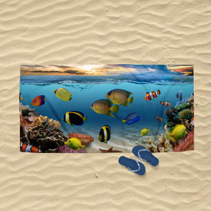 Unterwasser-Korallenriff tropische Fische Strandtuch