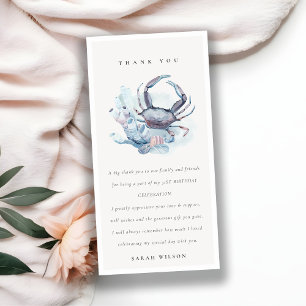 Unterwasser-Krabben-Korallen-Nautik Geburtstag für Dankeskarte