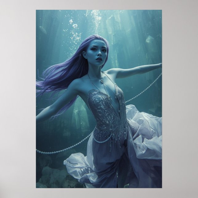 Unterwasser-Kristall-Alien-Frau – Fantasy Poster (Vorne)