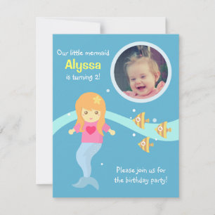 Unterwasser Little Mermaid Geburtstagspartei Foto Einladung
