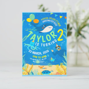 Unterwasser-Meereslebewesen Geburtstag Einladung