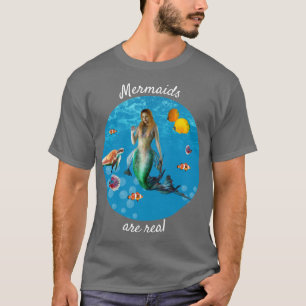 Unterwasser Meerjungfrau Schatzsuche Fantasy Blue T-Shirt