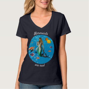 Unterwasser Meerjungfrau Schatzsuche Fantasy Blue T-Shirt