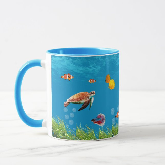 Unterwasser Meerjungfrau Schatzsuche Fantasy Blue Tasse (Links)