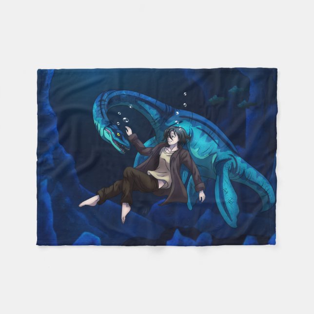 Unterwasser mit einem Plesiosaurus Fleecedecke (Vorderseite (Horizontal))