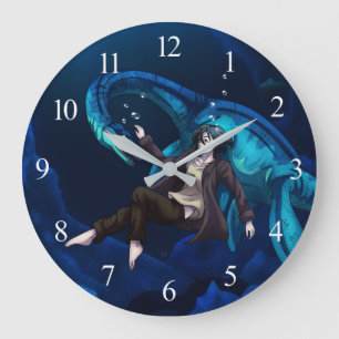 Unterwasser mit einem Plesiosaurus Große Wanduhr