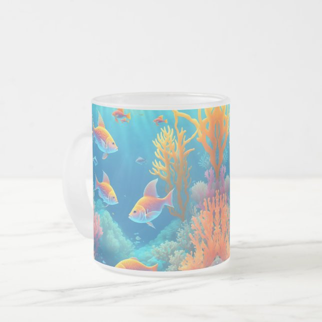 Unterwasser mit tropischen Fischen Mattglastasse (Vorderseite Links)