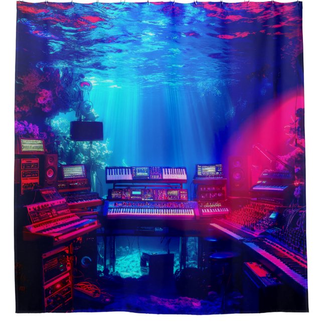 Unterwasser-Musikstudio Duschvorhang (Vorderseite)