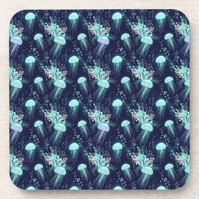 Unterwasser-Quallenmuster Getränkeuntersetzer (Vorderseite)