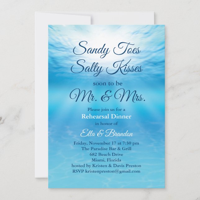 Unterwasser Sandy Toes Salty Kisses Probe Einladung (Vorderseite)