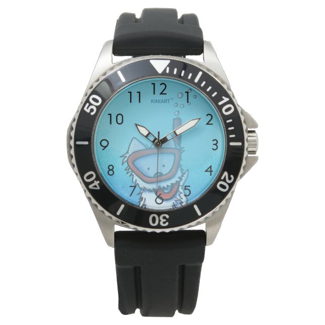Unterwasser-Scuba Westie Wrist Watch Armbanduhr (Vorderseite)