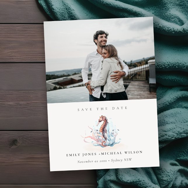 Unterwasser-Seepferd - Save the Date Algenkarte Dankeskarte (Von Creator hochgeladen)