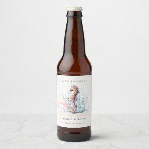 Unterwasser-Seepferd Seetang Coral jedes Alter Geb Bierflaschenetikett