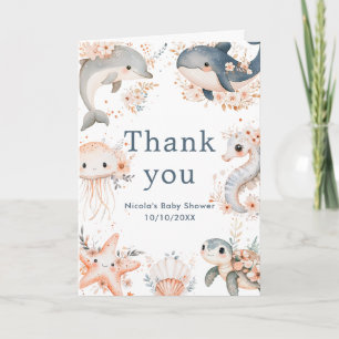 Unterwasser-Tiere Baby Shower-Party Dankeskarte